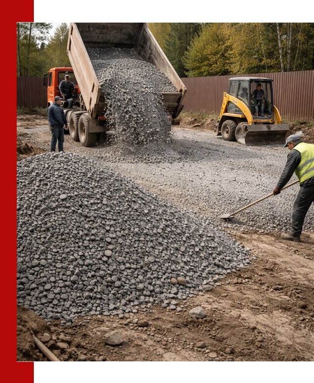 Отсыпка участка щебнем с доставкой и уплотнением в Учалах